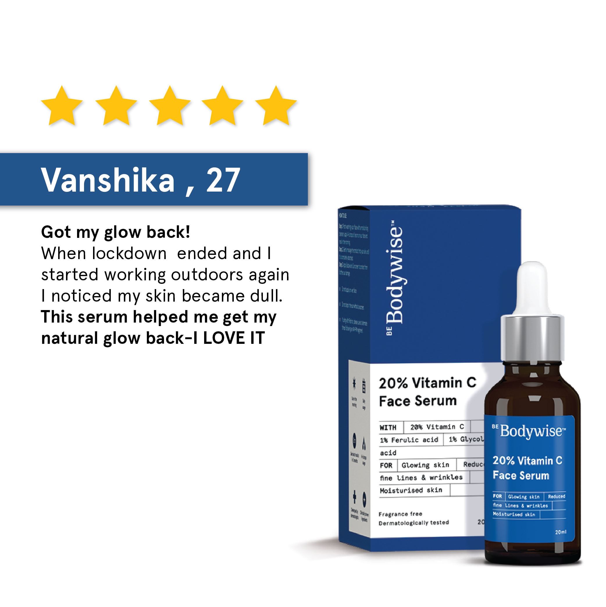 Buy 20% Vitamin C Face Serum for Face in India - Bodywise